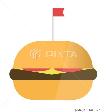 Hamburger With Flag In Flat Style Fast Foodのイラスト素材