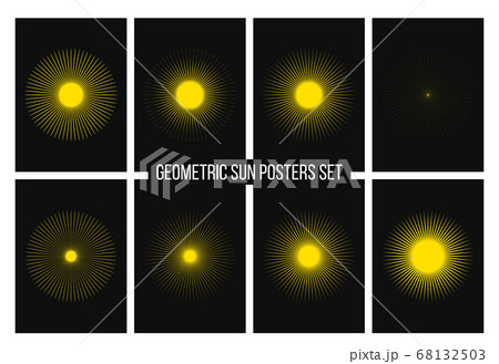 Geometric sunburst posters collection. The sun 68132503
