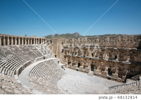 Ancient Roman amphitheater of Aspendos near Antalya. Historical destinations concept. 68132814