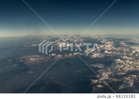 View of the Caucasus Mountains from the plane 68133185