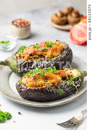 Baked aubergine or eggplant 68133974