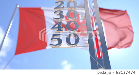 Minus 40 degrees centigrade on a thermometer measuring near flag of Canada. Very cold weather forecast related 3D rendering 68137474