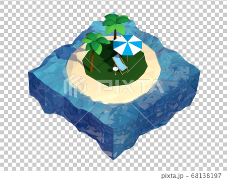 Island low polygon icon stamp 3D Island low polygon icon stamp 3D 68138197