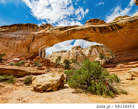 Sunny view of the Hickman Bridge of Capitol Reef 68138453