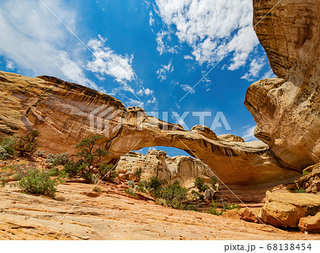 Sunny view of the Hickman Bridge of Capitol Reef 68138454