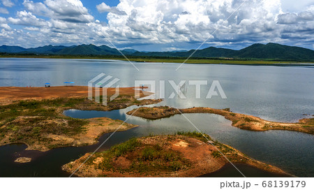 High angle view Aerial view of reservoir Dam with High angle view Aerial view of reservoir Dam with 68139179