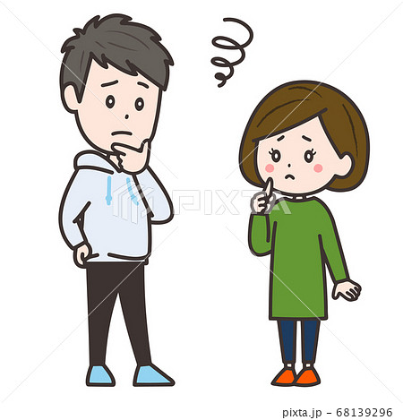 悩む男女のイラストのイラスト素材