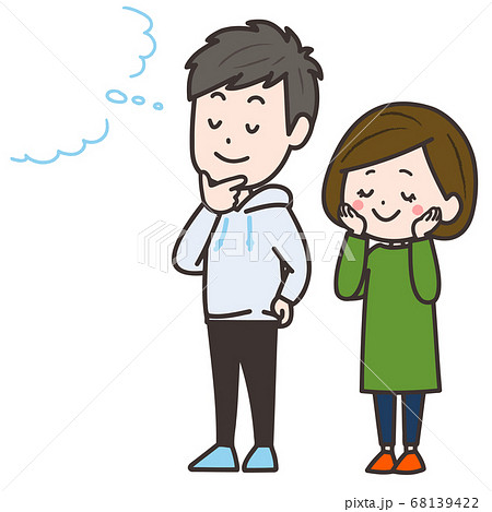 想像している男女のイラスト 68139422