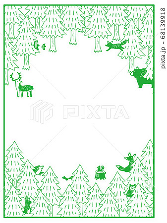 森の動物たち 背景イラスト グリーンのイラスト素材
