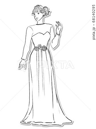 ウエディングドレスイラストのイラスト素材