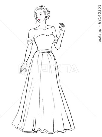 ウエディングドレスイラストのイラスト素材