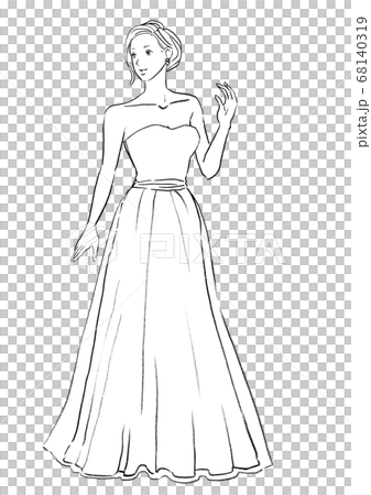 ウエディングドレスイラストのイラスト素材