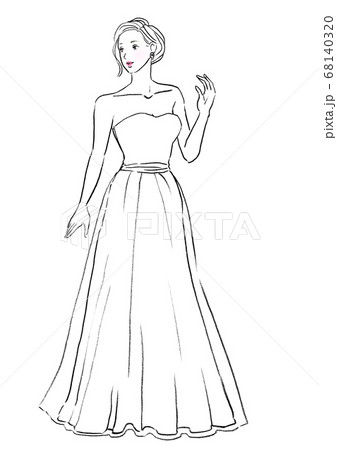 ウエディングドレスイラストのイラスト素材
