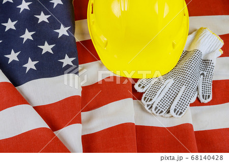 Flag of United States of Happy Labor Day sign on Flag of United States of Happy Labor Day sign on 68140428