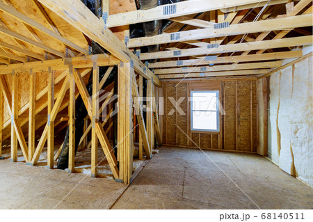 House in unfinished under construction insulation House in unfinished under construction insulation 68140511