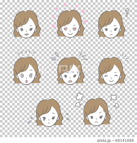 若い女性　表情のアイコンセット 68141088
