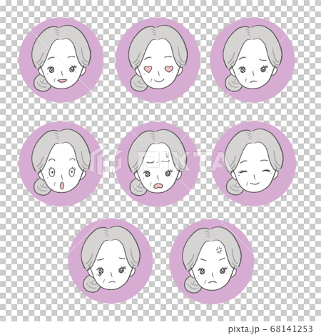 Senior woman icon set with round frame - Stock Illustration [68141253 ...