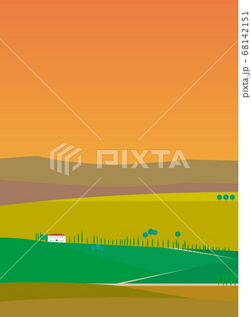 ヴァル・ドルチャ　val　d'orcia　トスカーナ　toscana　秋　夕暮れ 68142151