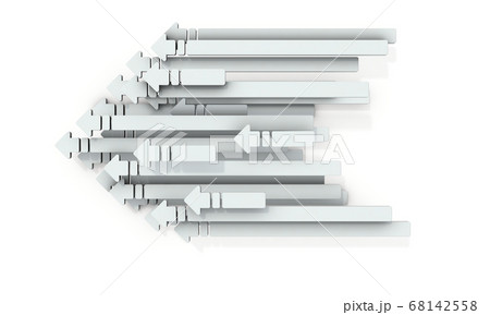 左側に進む沢山の矢印の集団。3Dレンダリング。 68142558