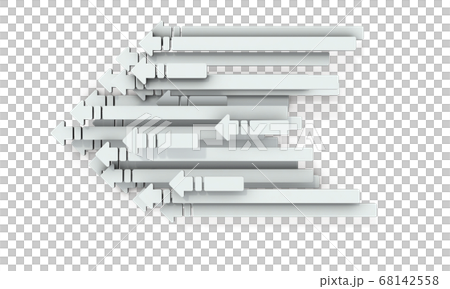 左側に進む沢山の矢印の集団。3Dレンダリング。 68142558