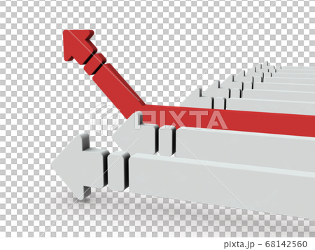 變為上升的箭頭。它代表了一個轉機。 3D渲染。 68142560
