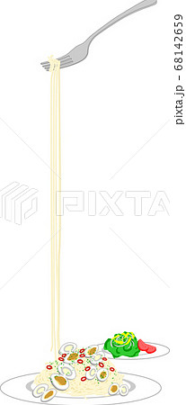 ボンゴレパスタとサラダのイラスト 68142659