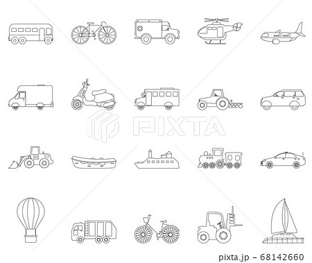 Collection of transport line icons. Collection of transport line icons. 68142660
