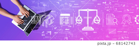 Legal advice service concept with woman using a laptop Legal advice service concept with woman using a laptop 68142743