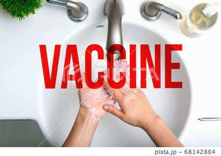 Vaccine theme with person washing their hands 68142804
