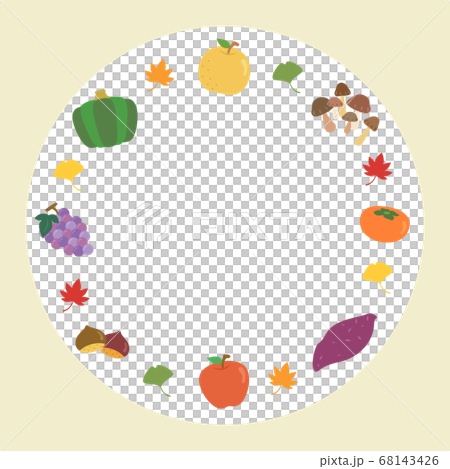 野菜や果物がおいしい秋の味覚イラストフレーム 枠 ベクターのイラスト素材