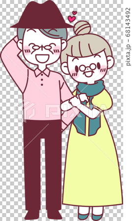 似乎是好朋友,雙臂交叉的年長夫婦 似乎是好朋友,雙臂交叉的年長夫婦 68143492