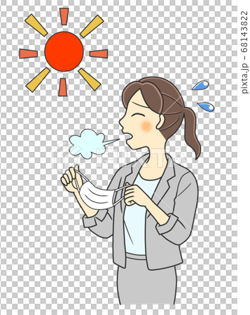 一個四分之三的袖子夾克的年輕女子從面具休息 一個四分之三的袖子夾克的年輕女子從面具休息 68143822