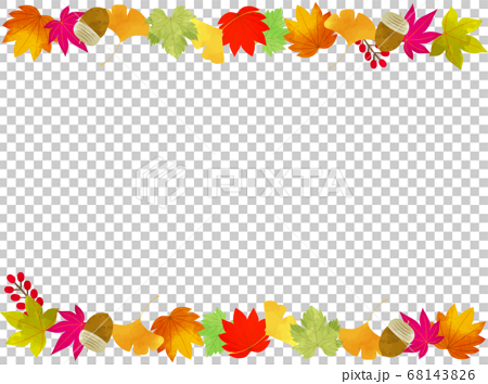 秋色のフレーム 秋の葉や木の実 水彩風のおしゃれなイラストのイラスト素材