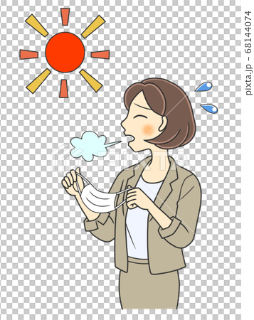 一個四分之三的袖子夾克的年輕女子從面具休息 一個四分之三的袖子夾克的年輕女子從面具休息 68144074