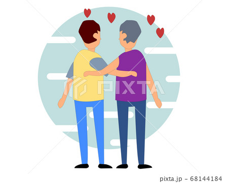 Two boy are hugging. Flat Cartoon Vector Illustration. Lesbian, LGBT concept. Two boy are hugging. Flat Cartoon Vector Illustration. Lesbian, LGBT concept. 68144184
