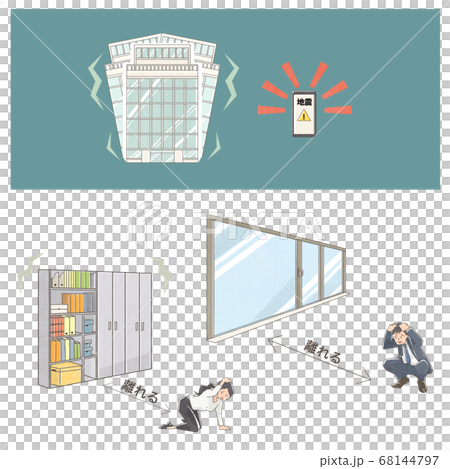 Basic behavior when an earthquake occurs in an office or building Basic behavior when an earthquake occurs in an office or building 68144797