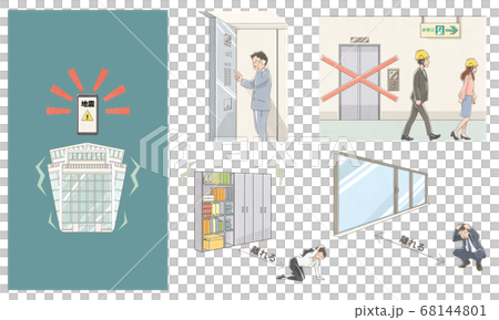 Four basic action patterns when an earthquake occurs in an office or building Four basic action patterns when an earthquake occurs in an office or building 68144801