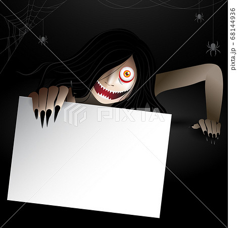 creeping woman scary ghost holding a paper card frame 68144936