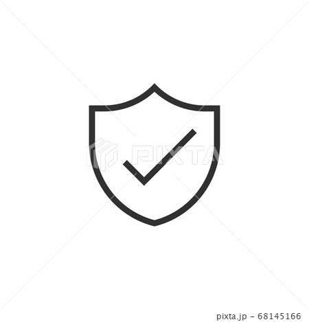 Shield and Check Mark Icon Vector Logo Template. Security or protection symbol for web site Computer and mobile apps, ui. Stock vector illustration isolated on white background. 68145166