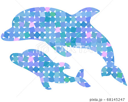 【新】ランダムタイル柄のイルカの親子(水しぶき無し) 【新】ランダムタイル柄のイルカの親子(水しぶき無し) 68145247