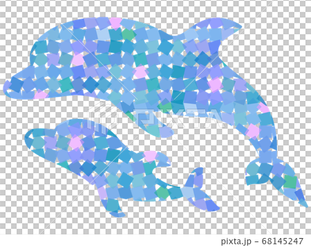【新】ランダムタイル柄のイルカの親子(水しぶき無し) 【新】ランダムタイル柄のイルカの親子(水しぶき無し) 68145247