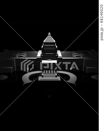 黒いイメージの国会議事堂 3dcgイラストのイラスト素材