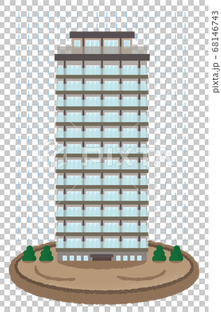 浸水の被害に遭う高層マンションのベクターイラスト 68146743