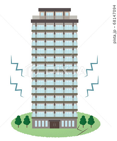 地震の被害に遭う高層マンションのベクターイラストのイラスト素材 地震の被害に遭う高層マンションのベクターイラストのイラスト素材