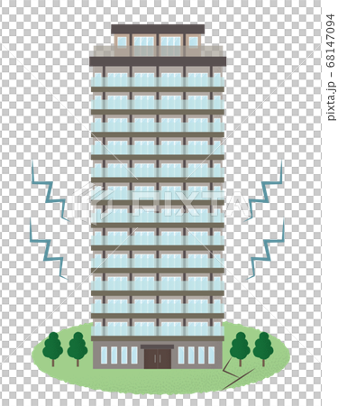 Vector illustration of high-rise apartment building suffering from earthquake 68147094