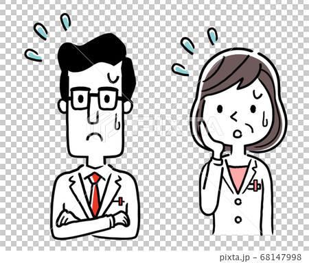 Vector material: male and female doctors with troubled expressions 68147998