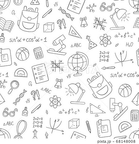 School seamless pattern in doodle style. Hand drawn vector llustration School seamless pattern in doodle style. Hand drawn vector llustration 68148008