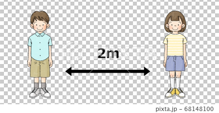 Social distance (2 people, children, 2m) - Stock Illustration [68148100 ...