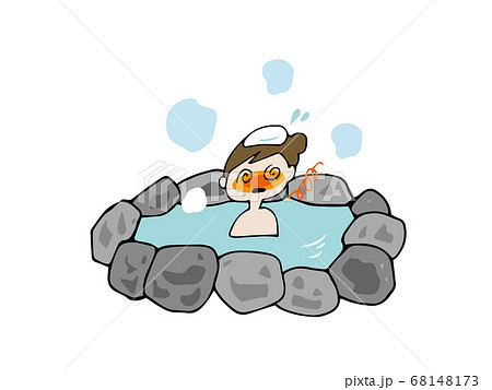 温泉でのぼせる女性 68148173