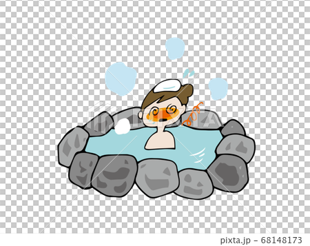 温泉でのぼせる女性 68148173